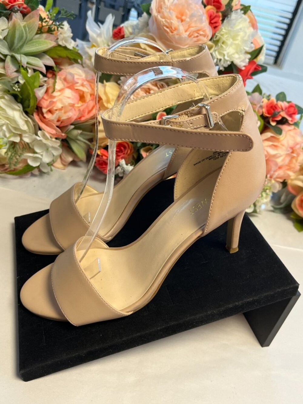 Nine West Nude Ankle Strap Stiletto Sandals Open Toe Dress Heels Women’s 8M